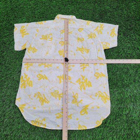Vintage Abstract AOP Button Shirt Womens Medium 22x29 Y2K - Picture 3 of 11